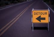 Traffic Sign, Legend: DETOUR (ARROW)