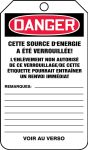 Safety Tag, Header: DANGER, Legend: LOCKED OUT DO NOT REMOVE