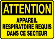 Safety Sign, Header: CAUTION, Legend: CAUTION RESPIRATOR REQUIRED IN THIS AREA