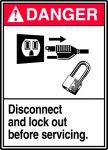 DISCONNECT AND LOCK OUT BEFORE SERVICING (W/GRAPHIC)