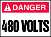 Safety Label, Header: DANGER, Legend: 480 VOLTS