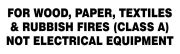 FOR WOOD, PAPER, TEXTILES & RUBBISH FIRES (CLASS A ) NOT ELECTRICAL EQUIPMENT