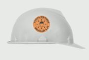 Hard Hat Sticker: Social Distance Maintain 6 FT w/hard hat head symbol