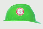Hard Hat Sticker: Keep Your Distance Maintain 6 FT w/hard hat hat human & arrows symbol