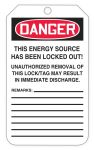 Safety Tag, Legend: DANGER LOCKED OUT DO NOT OPERATE (LOCK OUT TAG)
