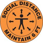 Slip-Gard™ Floor Sign: Social Distance Maintain 6 FT (Person image)