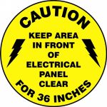Plant & Facility, Legend: CAUTION KEEP AREA IN FRONT OF ELECTRIAL PANEL CLEAR FOR 36 INCHES