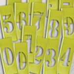 NUMBER SET, 15 PIECES, two - 0; one 1 thru 9; one -(beginner), (plain ender), (dash), (period)