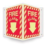 Safety Sign, Legend: FIRE ALARM (ARROW)