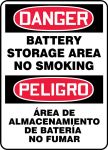 DANGER BATTERY STORAGE AREA NO SMOKING (BILINGUAL SPANISH)