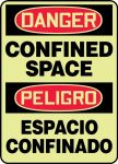 Confined Space, Header: DANGER, Legend: DANGER CONFINED SPACE (BILINGUAL)