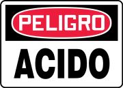 Safety Sign, Header: DANGER, Legend: ACID