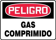 Safety Sign, Header: DANGER, Legend: DANGER COMPRESSED GAS