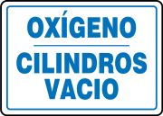 Safety Sign, Header: OXYGEN, Legend: EMPTY CYLINDERS