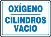 Safety Sign, Header: OXYGEN, Legend: EMPTY CYLINDERS