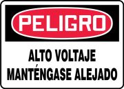 Safety Sign, Header: DANGER, Legend: DANGER HIGH VOLTAGE KEEP AWAY