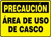 Safety Sign, Header: CAUTION, Legend: CAUTION HARD HAT AREA