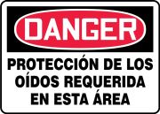 Safety Sign, Header: DANGER, Legend: DANGER EAR PROTECTION REQUIRED IN THIS AREA