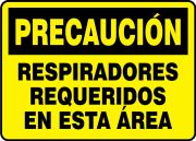 Safety Sign, Header: CAUTION, Legend: CAUTION RESPIRATOR REQUIRED IN THIS AREA