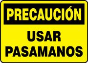 Safety Sign, Header: CAUTION, Legend: CAUTION USE HANDRAIL
