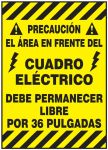 CAUTION AREA IN FRONT OF ELECTRICAL PANEL MUST BE KEPT CLEAR FOR 36 INCHES