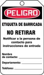 Safety Tag, Header: DANGER, Legend: DANGER <BR>BARRICADE TAG