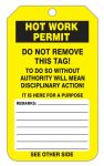 Safety Tag, Legend: HOT WORK PERMIT