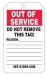 Safety Tag, Legend: OUT OF SERVICE