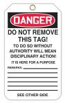 OSHA Danger Tags-By-The-Roll With Grommets:: Do Not Operate