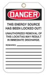 OSHA Danger Tags-By-The-Roll with Grommets: Do Not Operate - Equipment Locked Out