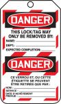 DANGER LOCKED OUT DO NOT OPERATE (LOCK OUT TAG) (English/French)