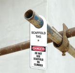 Safety Tag, Legend: SCAFFOLD TAG STATUS HOLDER - DANGER DO NOT USE SCAFFOLD OR CLIMBER