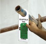 Safety Tag, Legend: SCAFFOLD TAG STATUS HOLDER - DANGER DO NOT USE SCAFFOLD OR CLIMBER