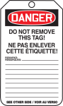 DANGER DO NOT OPERATE (BILINGUAL FRENCH - NE PAS FAIRE FONCTIONNER)