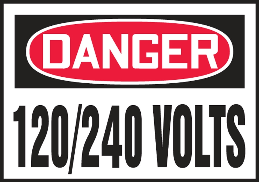 Safety Label, Header: DANGER, Legend: 120/240 VOLTS