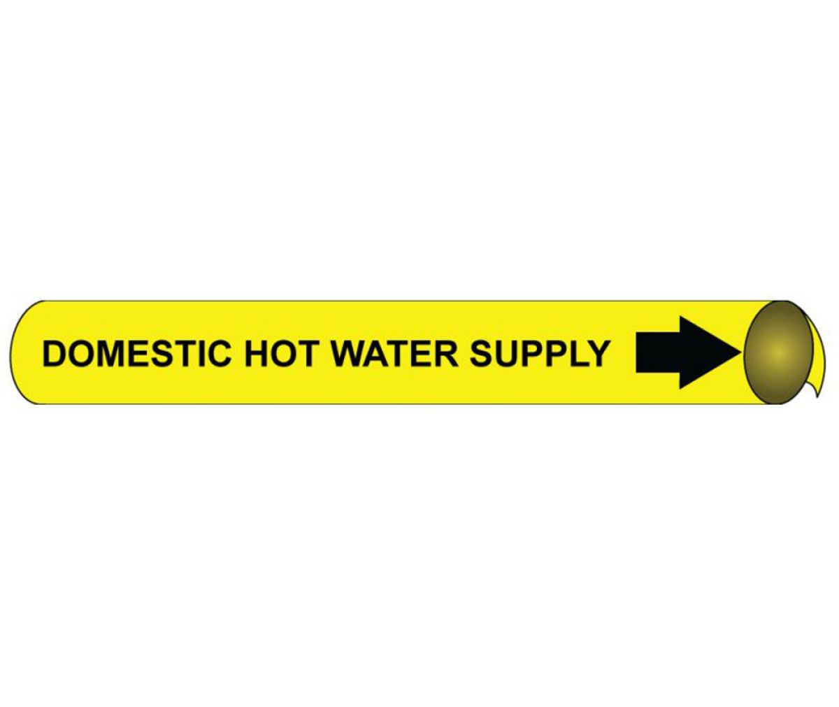 DOMESTIC HOT WATER RETURN PRECOILED/STRAP-ON PIPE MARKER