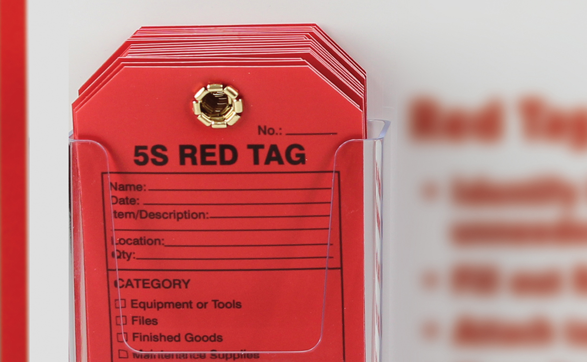 5S Red Tags in a tag center display