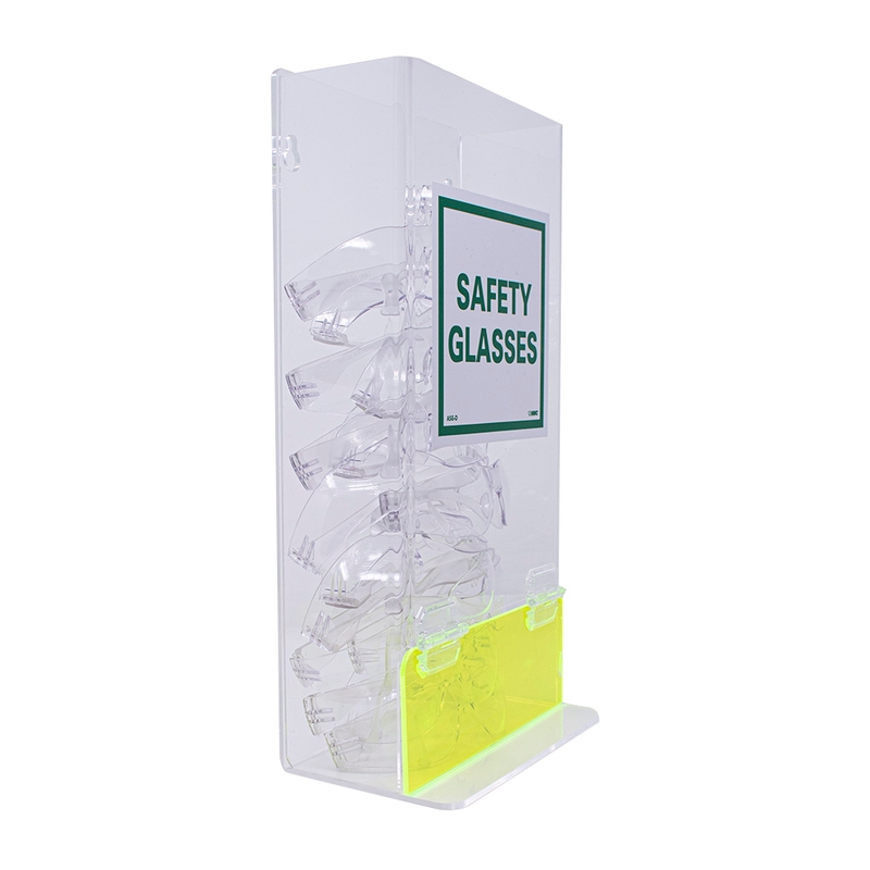 Safety glasses dispenser outlet
