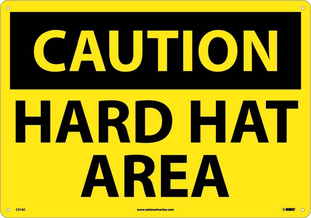 LARGE FORMAT CAUTION HARD HAT AREA SIGN