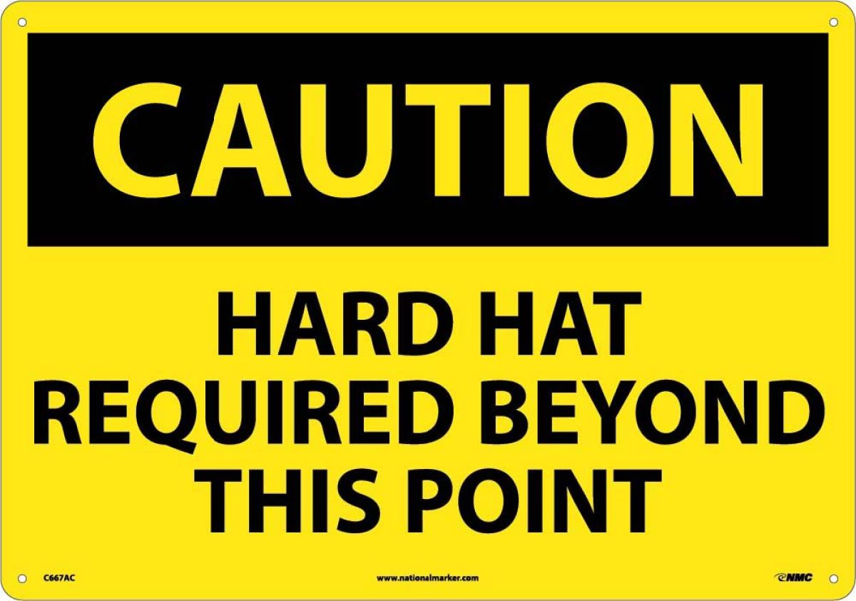LARGE FORMAT CAUTION HARD HAT REQUIRED SIGN