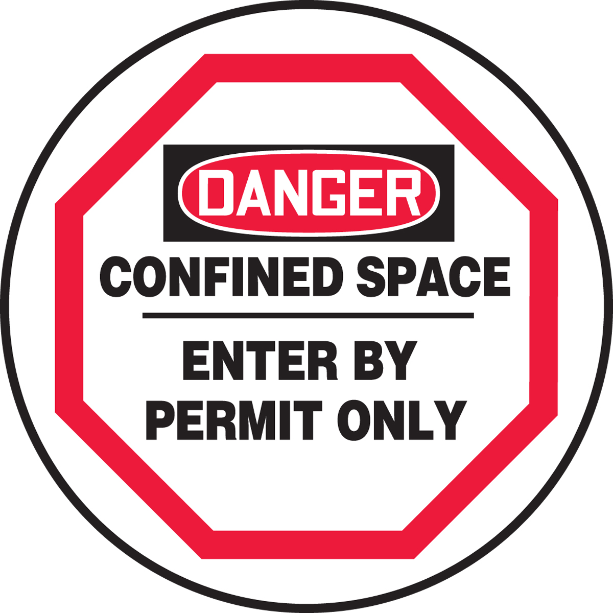 Black & Red on White Accuform D162ABDanger Standard Confined Space Sign