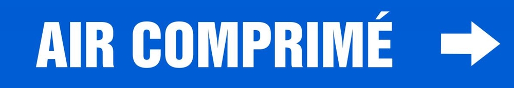 Pipe Marker, Legend: AIR COMPRIMÉ - BLUE BACKGROUND