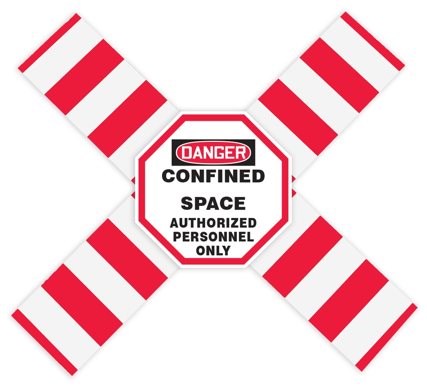 OSHA Danger Flanged Pipe Barrier Kit: Confined Space - Authorized Personnel Only