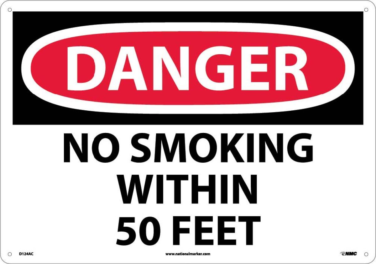 LARGE FORMAT DANGER NO SMOKING WITHIN 50 FEET SIGN