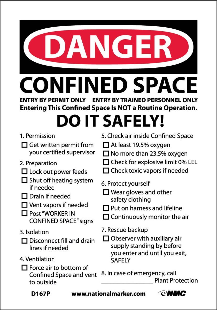 DANGER CONFINED SPACE PERMIT REQUIRED SIGN