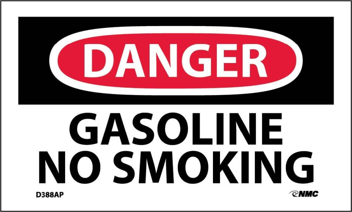 DANGER GASOLINE NO SMOKING LABEL