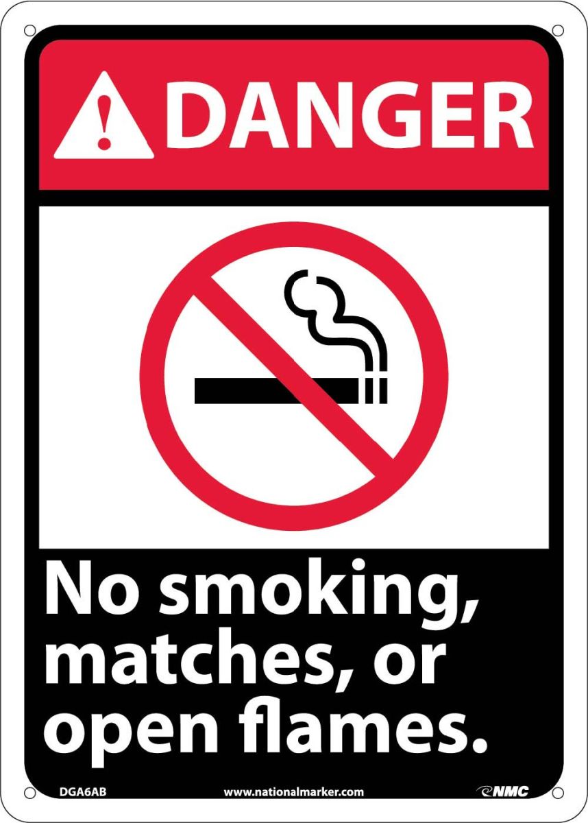 DANGER NO SMOKING MATCHES OR OPEN FLAMES SIGN