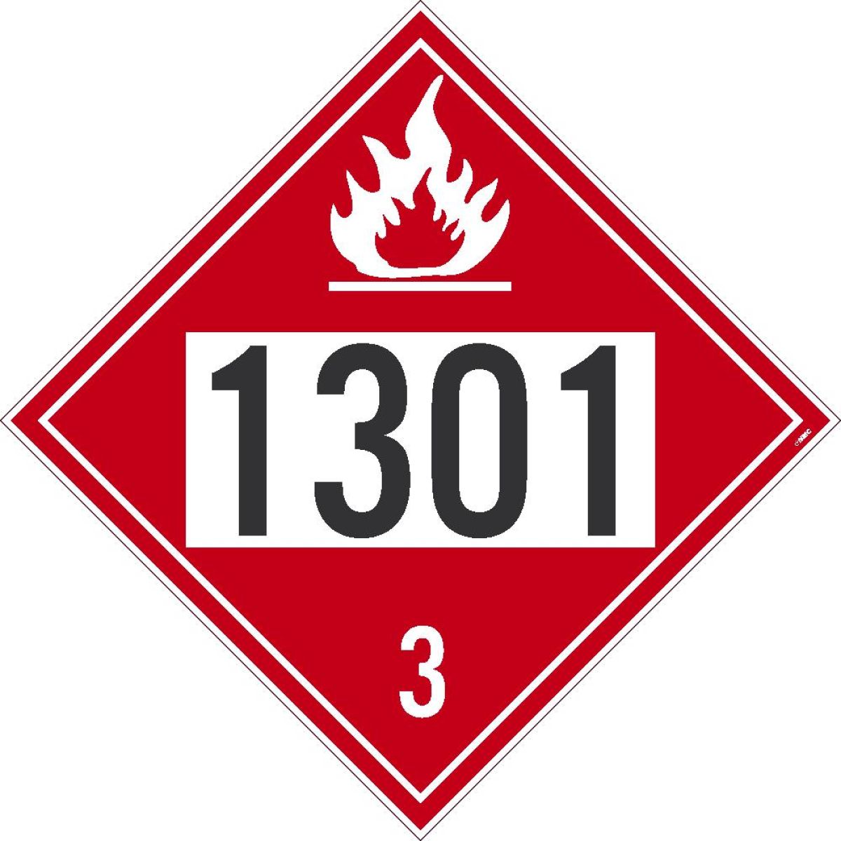 1301 3 FLAMMABLE DOT PLACARD SIGN