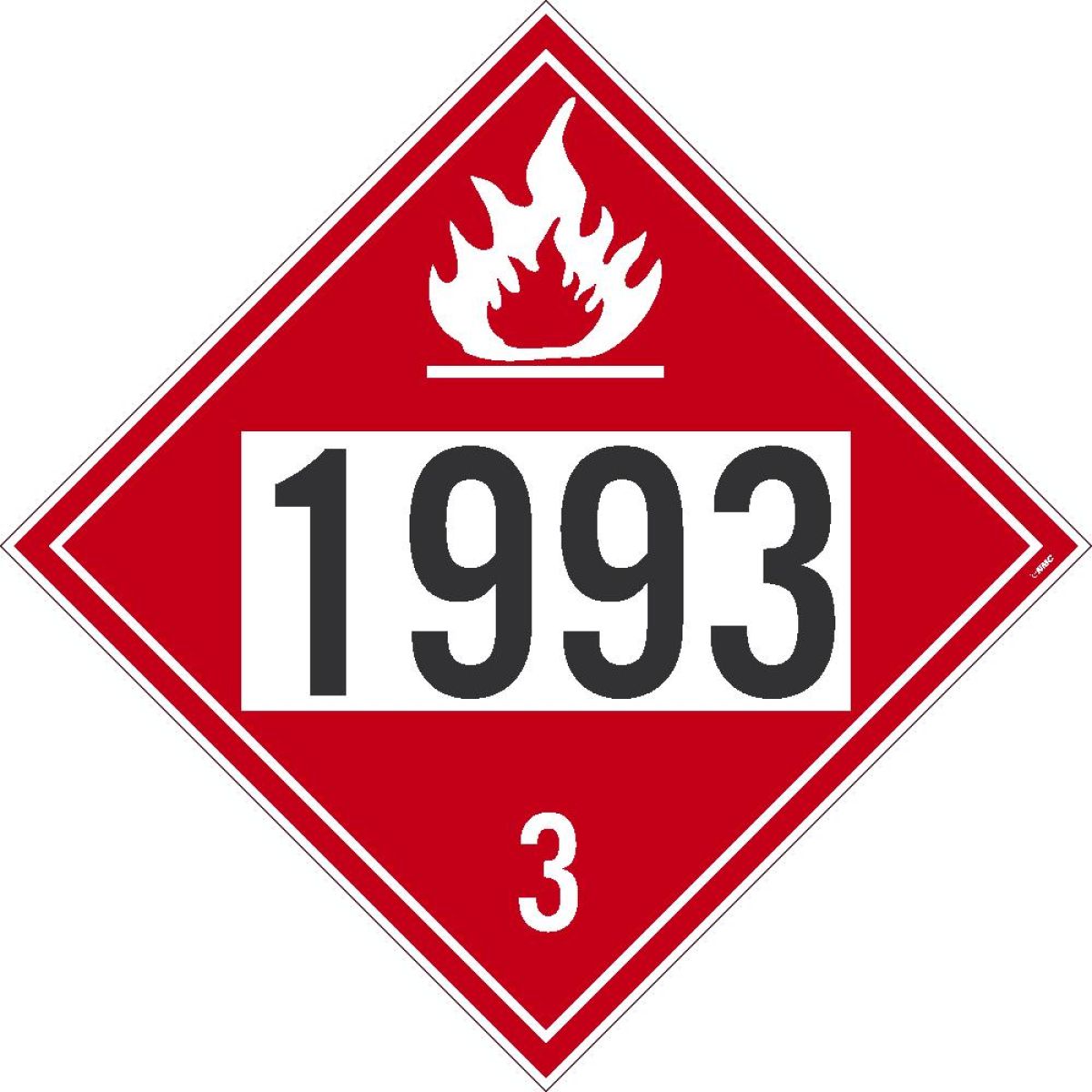 1993 3 DOT PLACARD SIGN