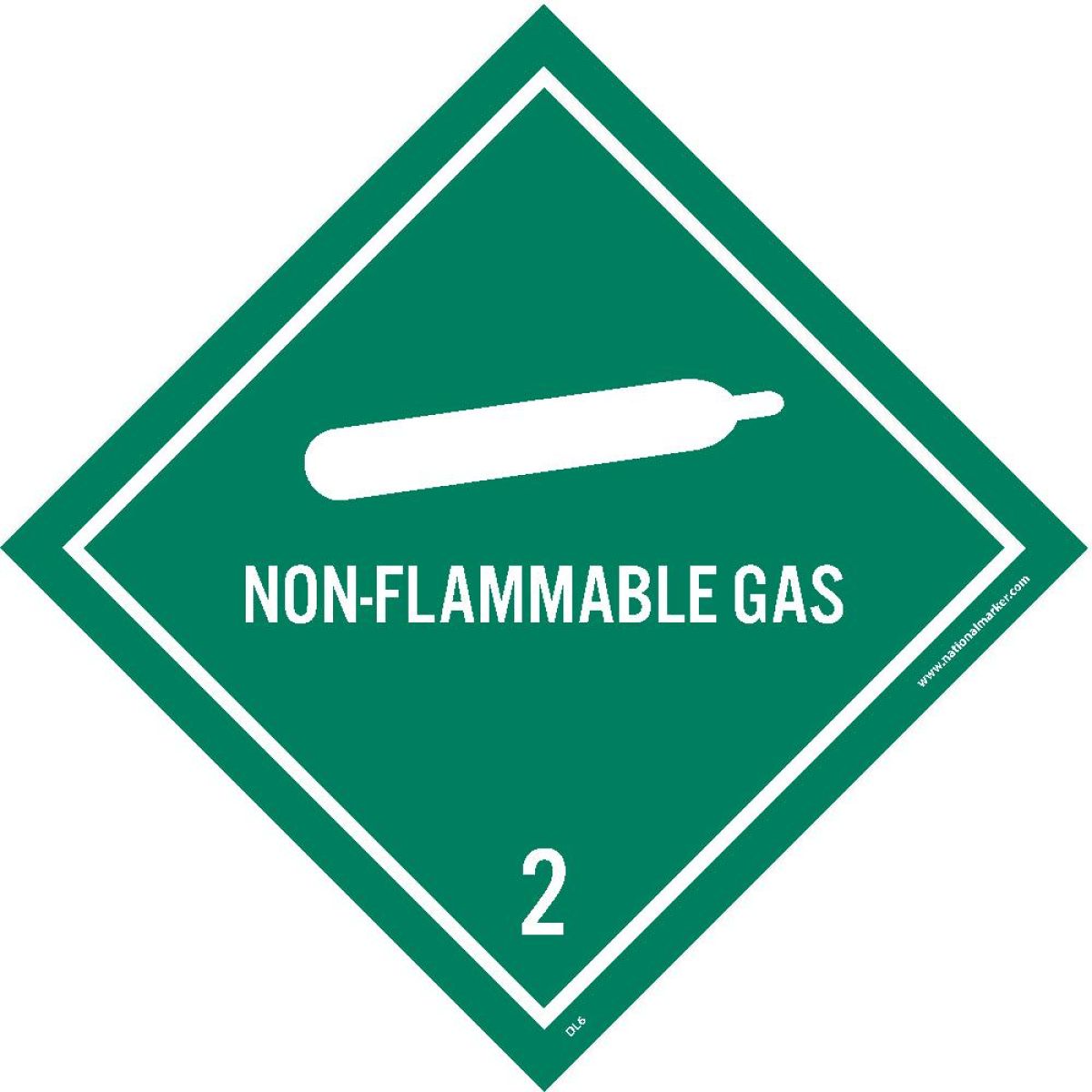 NON-FLAMMABLE GAS 2 DOT PLACARD LABEL